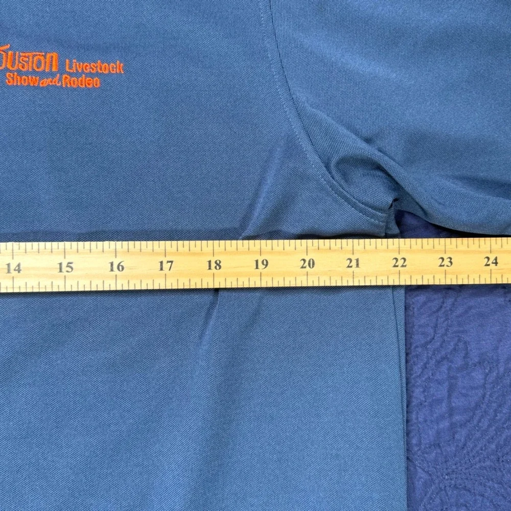 Mens Boxer & Stone‎ Blue Polo Shirt Houston Livestock Show Rodeo M